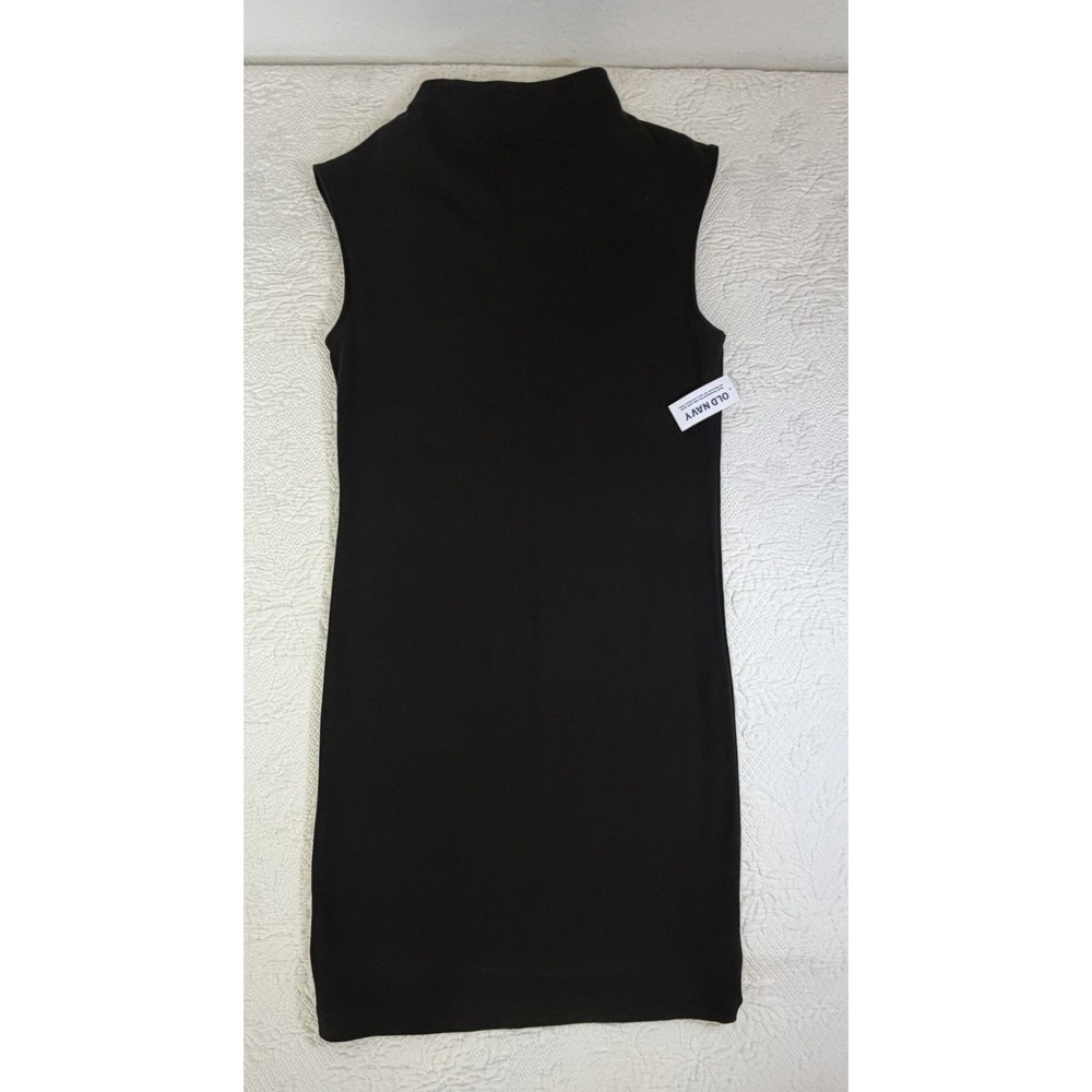 NWT Old Navy Black Small Sleeveless High-Neck Swing/Shift Dress Stretch Rib Knit